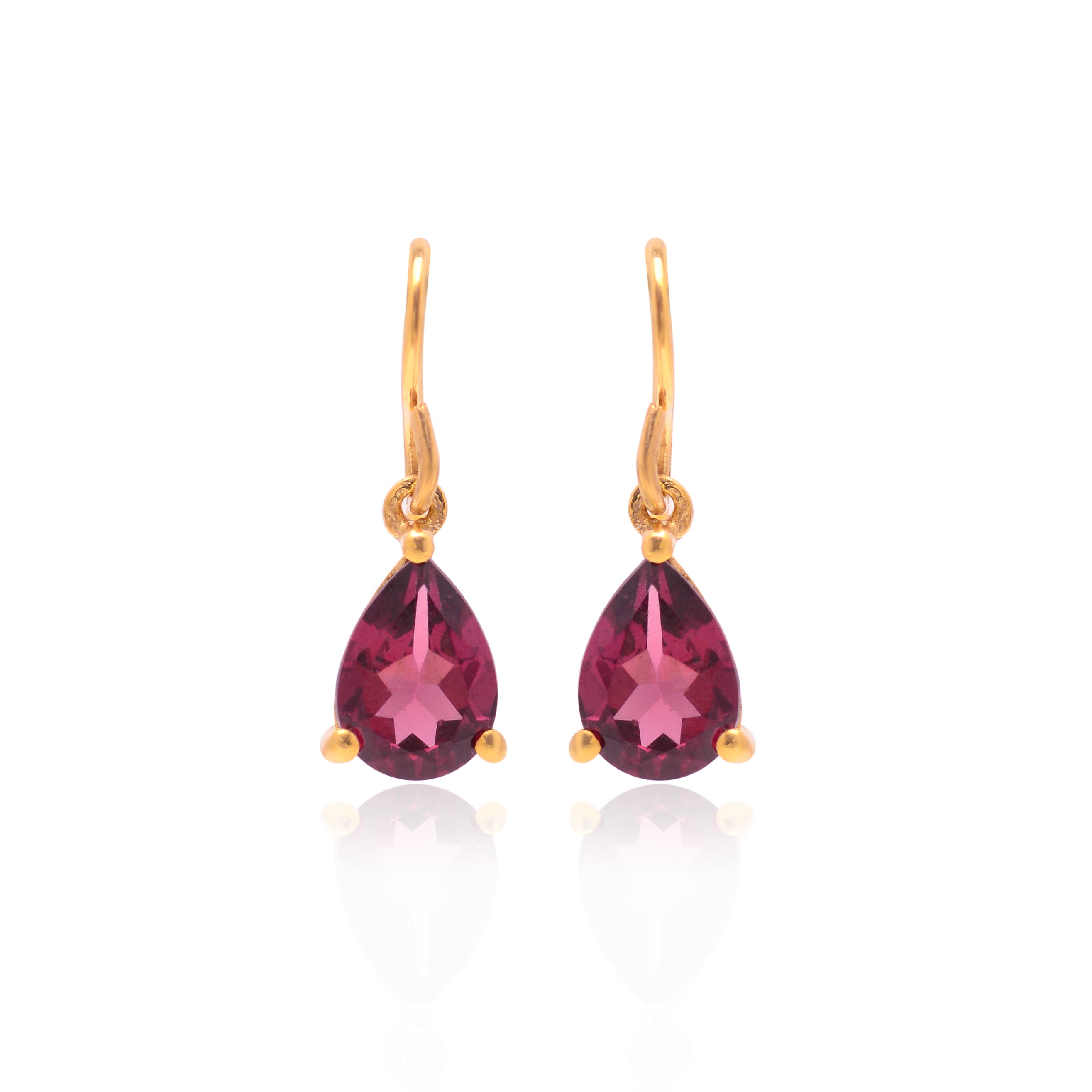 4K GOLD GARNET DELICATE EARRING