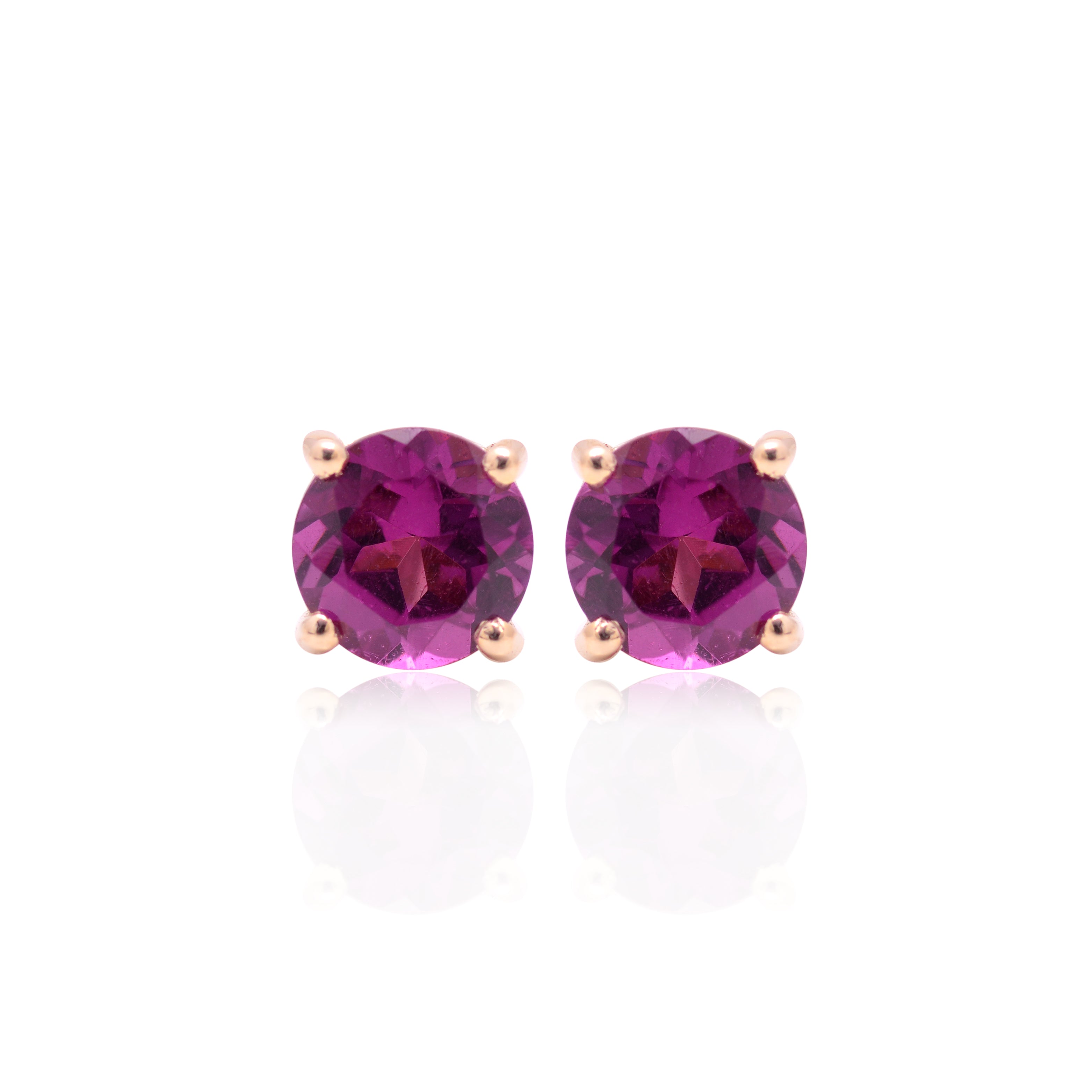 4K GOLD DAINTY GARNET STUDS