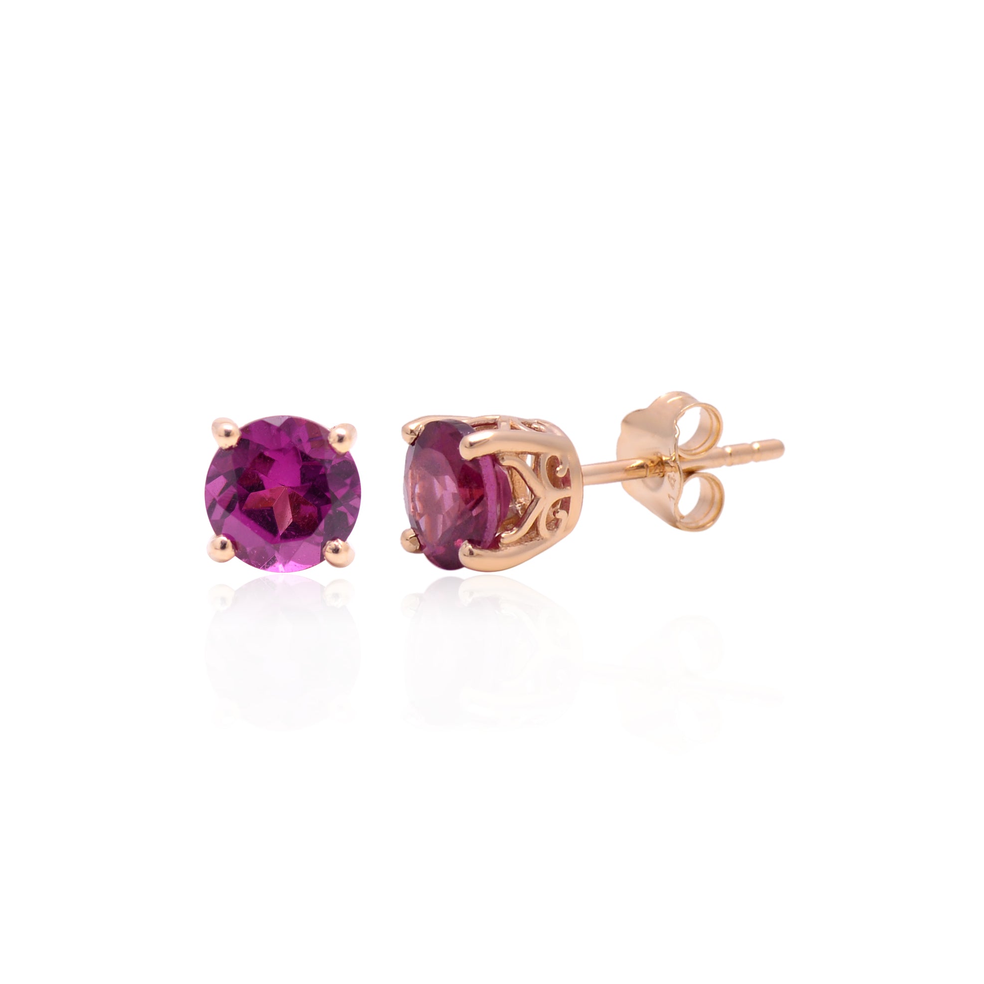 4K GOLD DAINTY GARNET STUDS