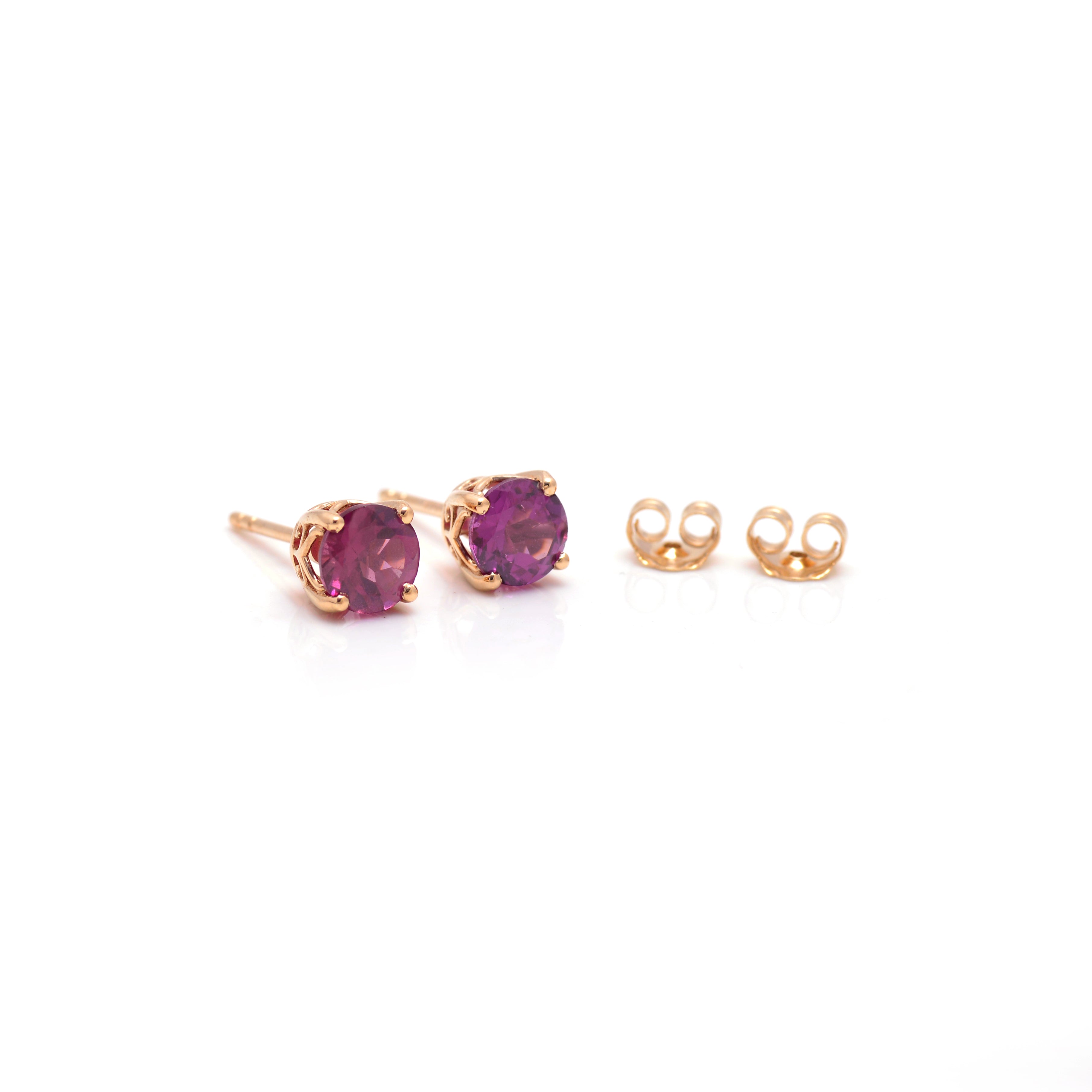 4K GOLD DAINTY GARNET STUDS