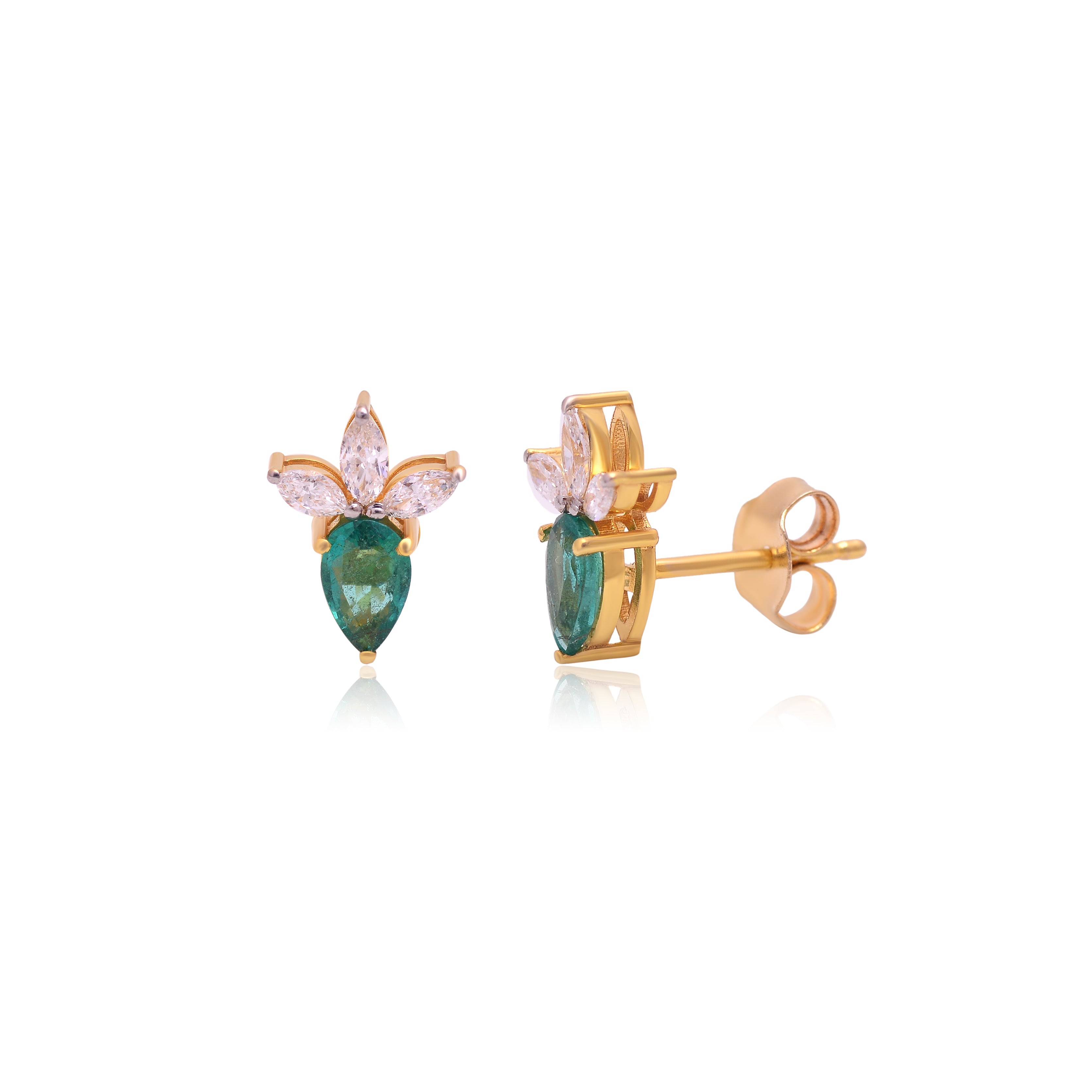 4K GOLD EMERALD BUD STUDS