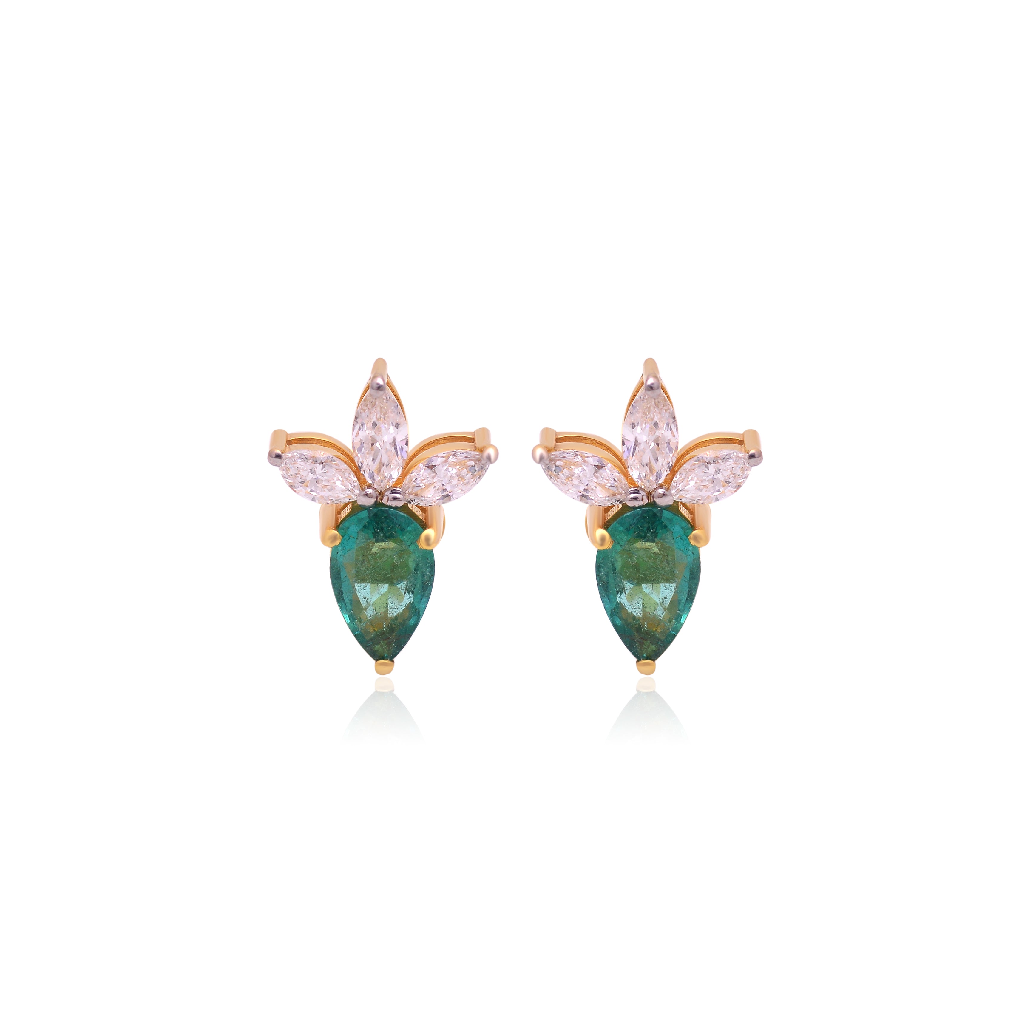 4K GOLD EMERALD BUD STUDS