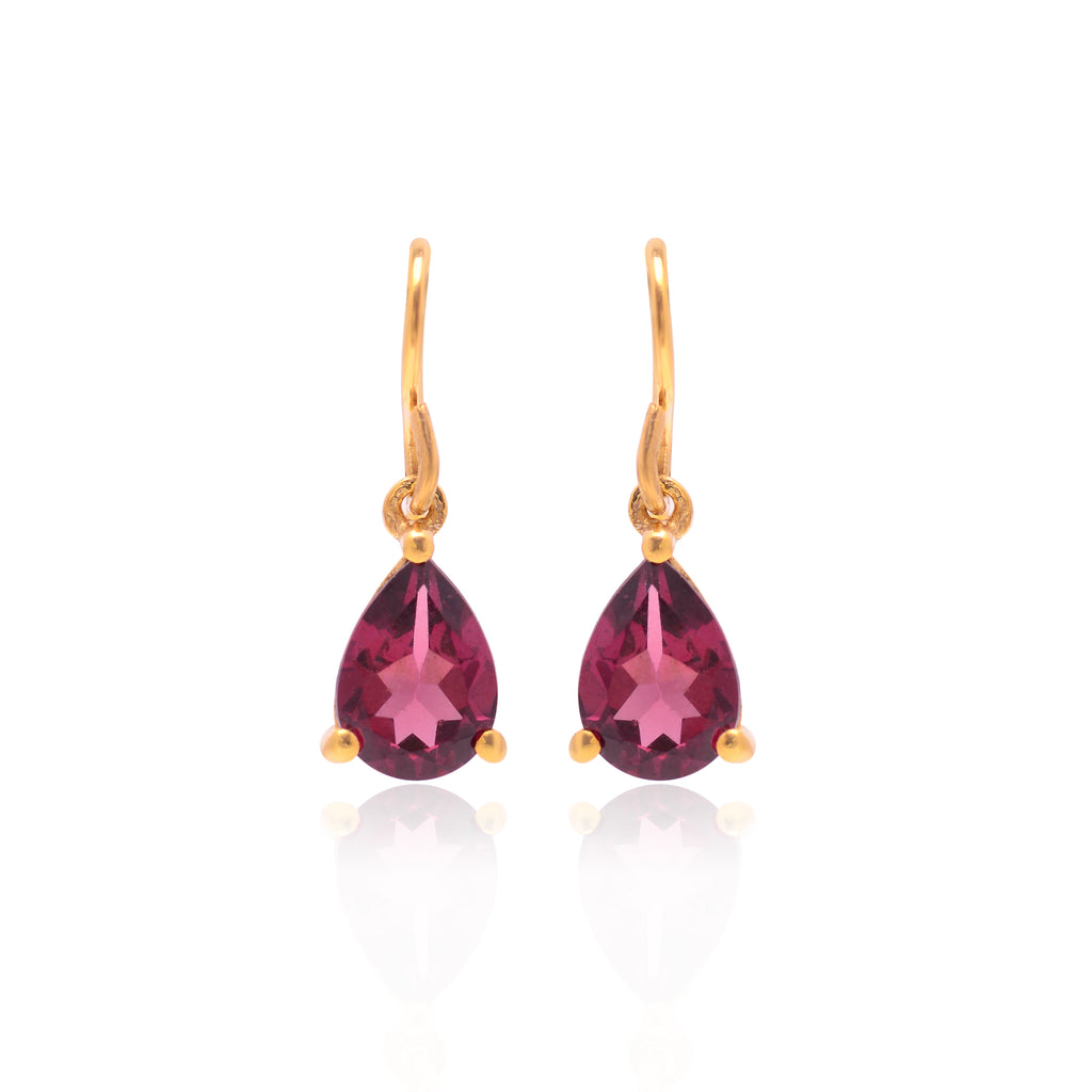 4K GOLD GARNET DELICATE EARRING