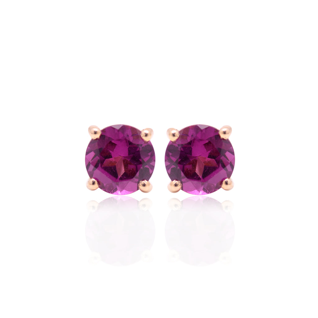 4K GOLD DAINTY GARNET STUDS