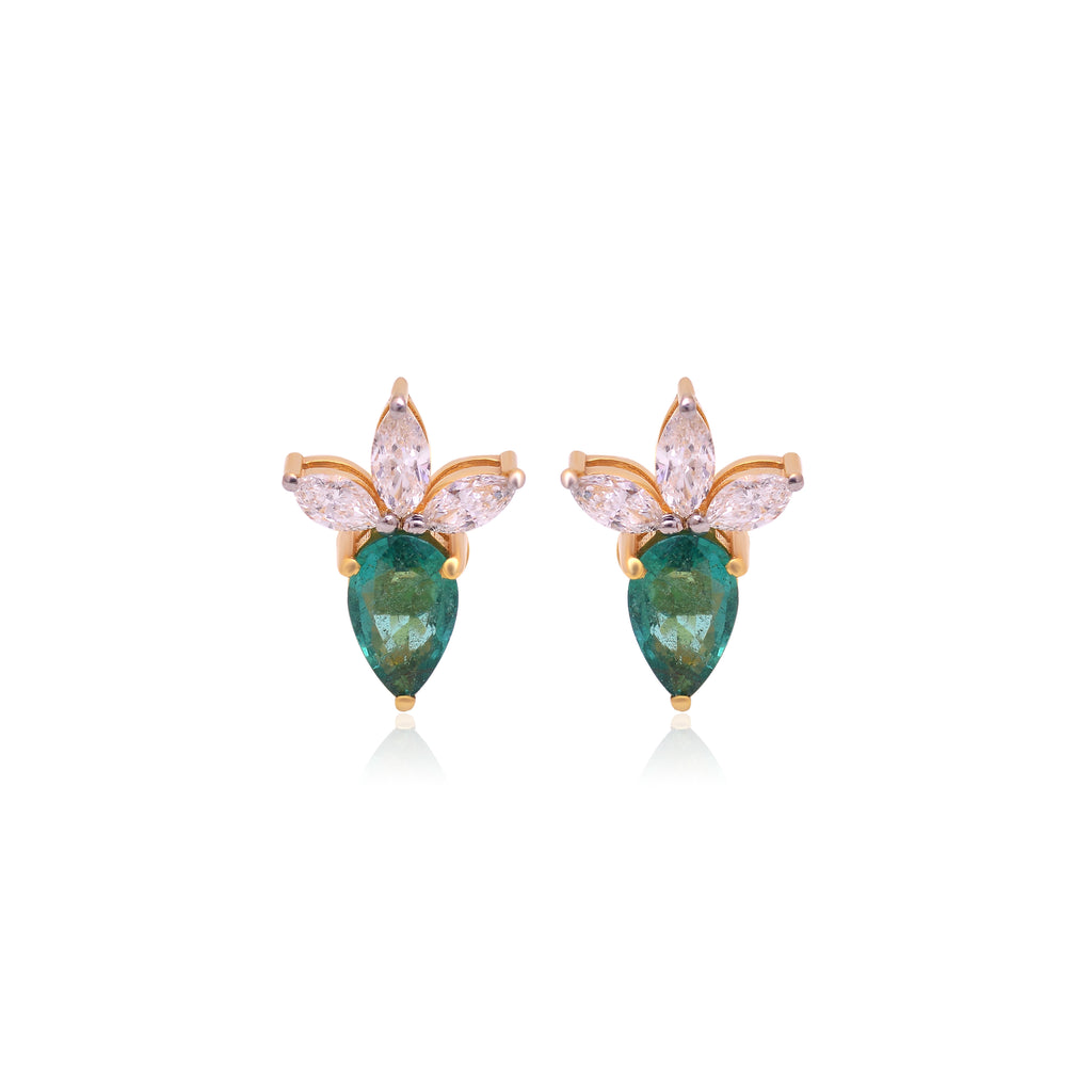 4K GOLD EMERALD BUD STUDS
