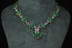 4K GOLD DIAMOND AND EMERALD FLORAL NECKLACE