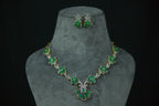4K GOLD DIAMOND AND EMERALD FLORAL NECKLACE