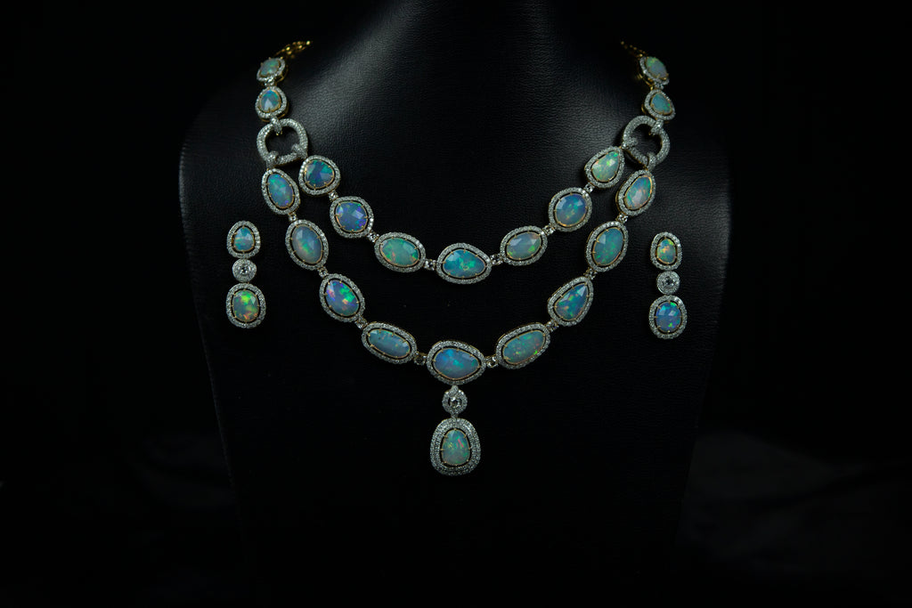 4K GOLD MULTI-STRAND OPAL NECKLACE