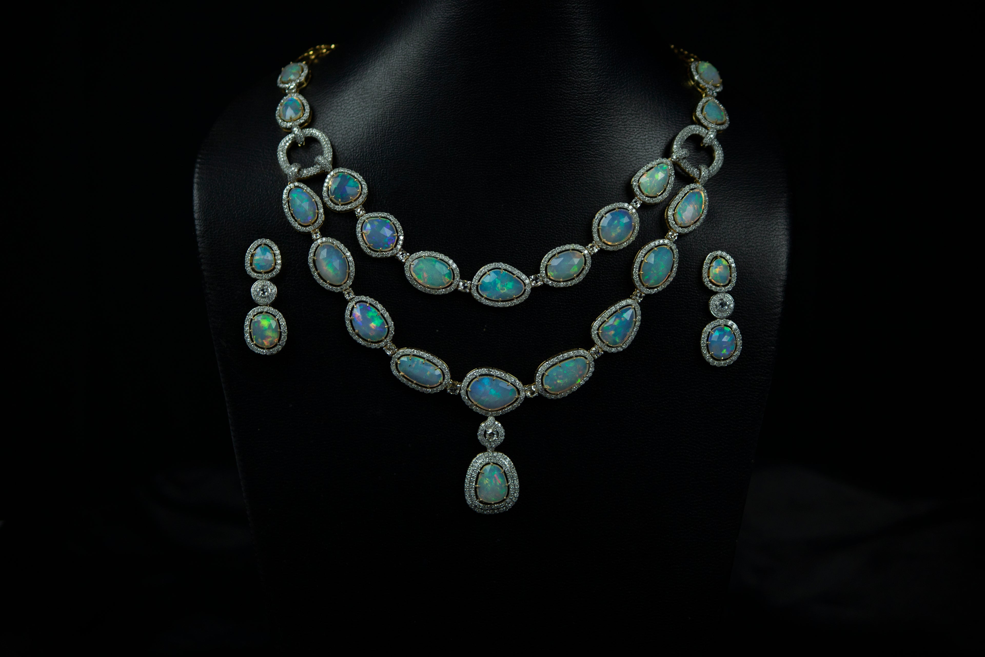 4K GOLD MULTI-STRAND OPAL NECKLACE