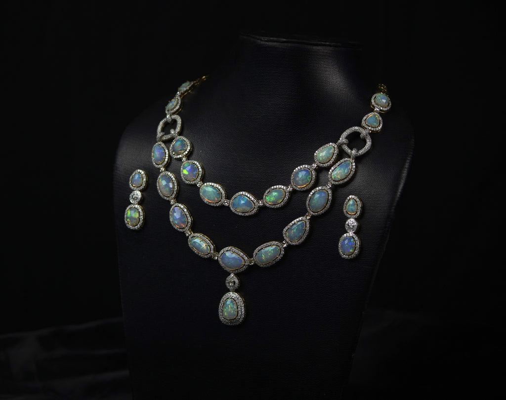 4K GOLD MULTI-STRAND OPAL NECKLACE
