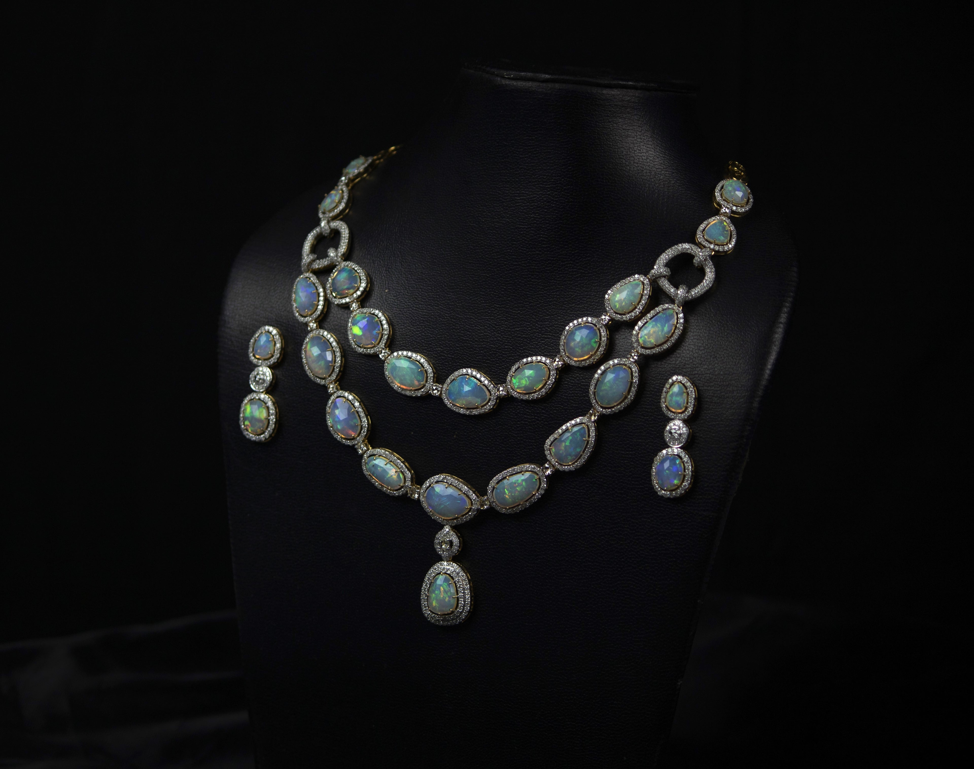 4K GOLD MULTI-STRAND OPAL NECKLACE